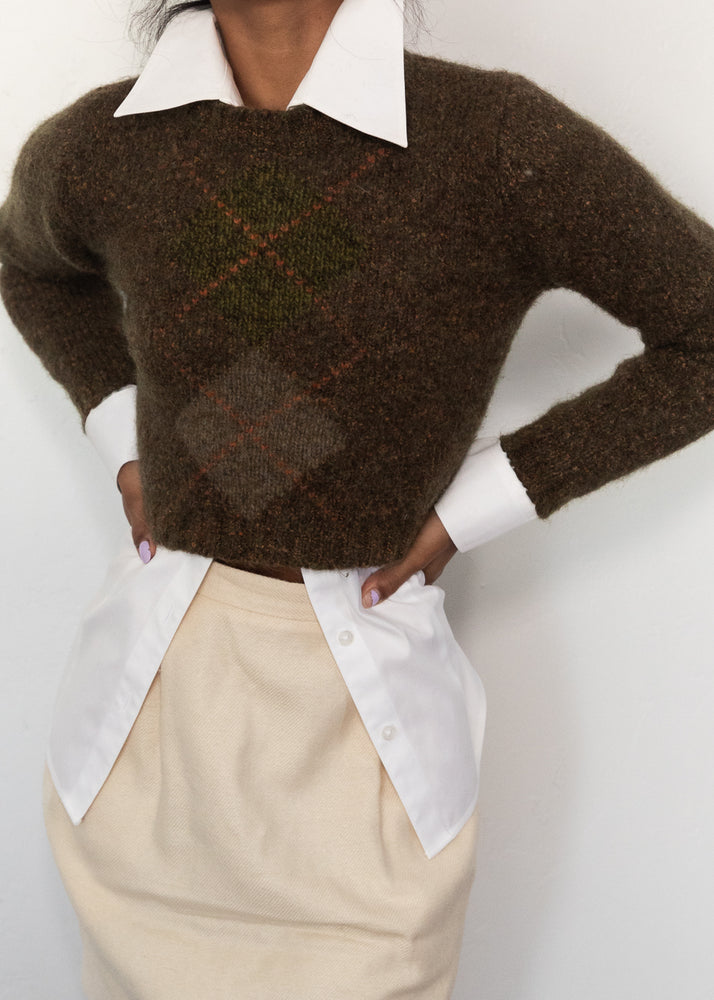 Short Argyle Crop Sweater