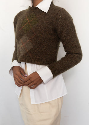 Short Argyle Crop Sweater