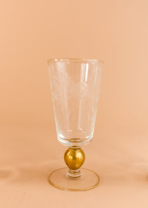 Set of 9 Golden Cut Crystal Glasses