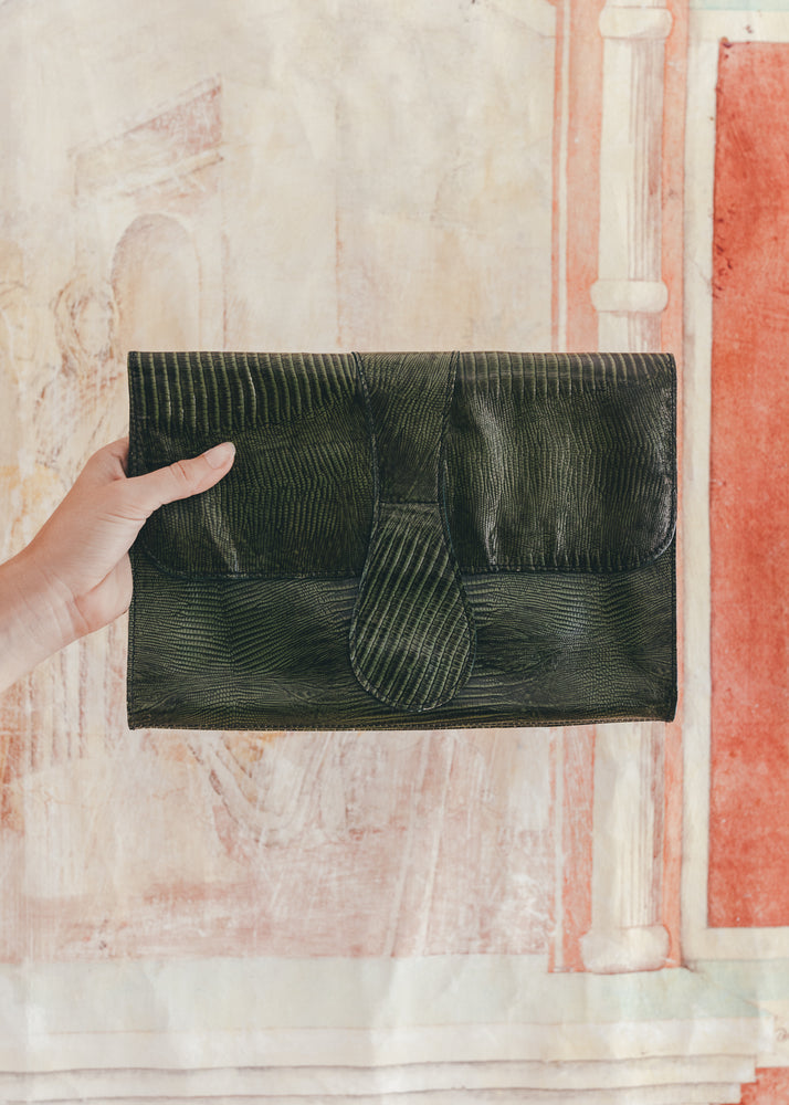 Vintage Green Leather Clutch