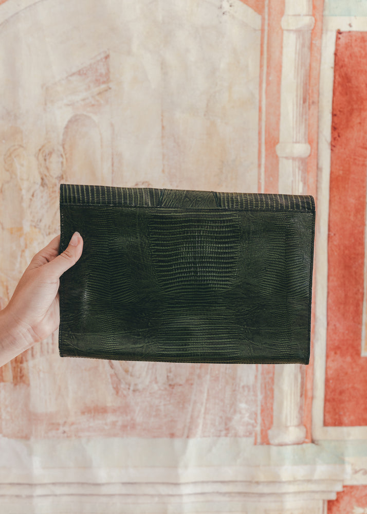 Vintage Green Leather Clutch