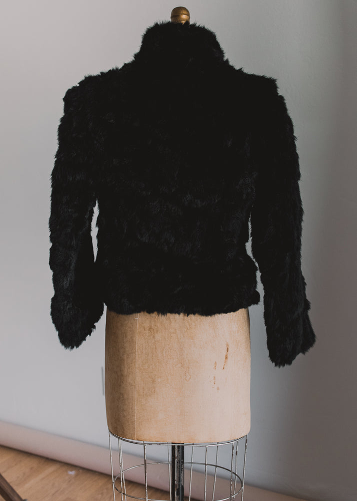 
            
                Load image into Gallery viewer, Genuine Rabbit Black Coat
            
        